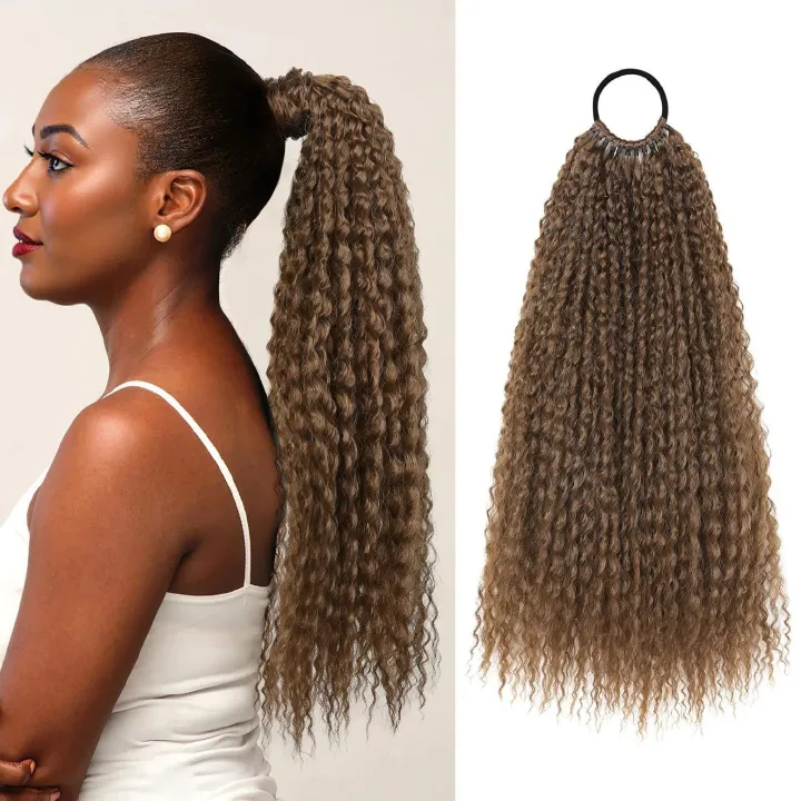 Hair Extensions Braids Ponytails Extension 20 Inches Black Red Brown and Yellow Hair Braids Hair Accessories for Daily Wear