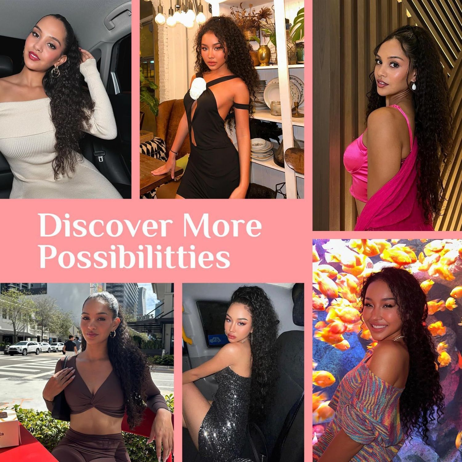 Hair Extensions Braids Ponytails Extension 20 Inches Black Red Brown and Yellow Hair Braids Hair Accessories for Daily Wear