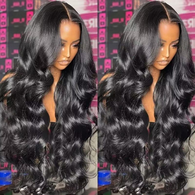 FBK Wigs for Lady Premium Big Wave Curly Long Wigs for Women Fashion Black Synthetic Hair for Ladies Gift