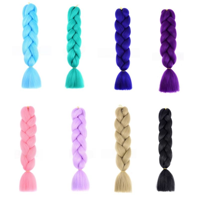 Women's Jumbo Crochet Hair Extensions Colorful Party Highlight Clip-in Braids Multicolor Straight Synthetic Hair Braids for Parties, Halloween, Christmas, Music Festivals, Mother's Day Afro Wig