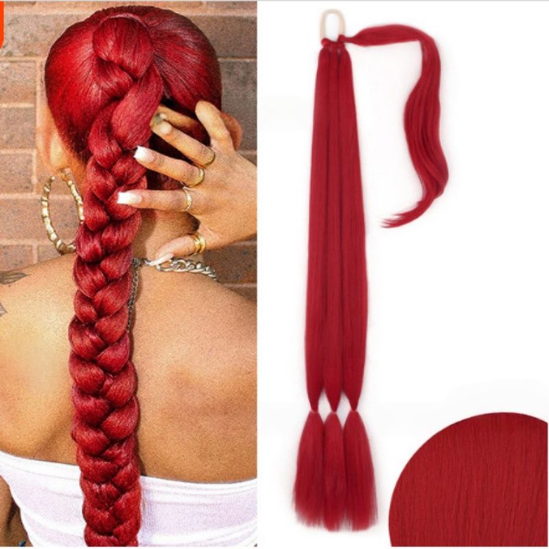 Ponytail Wig Boxing Synthetic Hairpiece Extension 30inch Braid Color Ponytail Extension Straight Hairpiece With Rubber Band Wigs for Women Gift