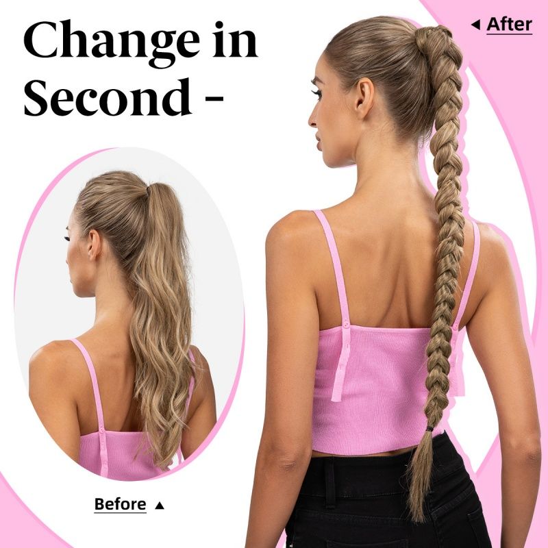 Ponytail Wig Boxing Synthetic Hairpiece Extension 30inch Braid Color Ponytail Extension Straight Hairpiece With Rubber Band Wigs for Women Gift
