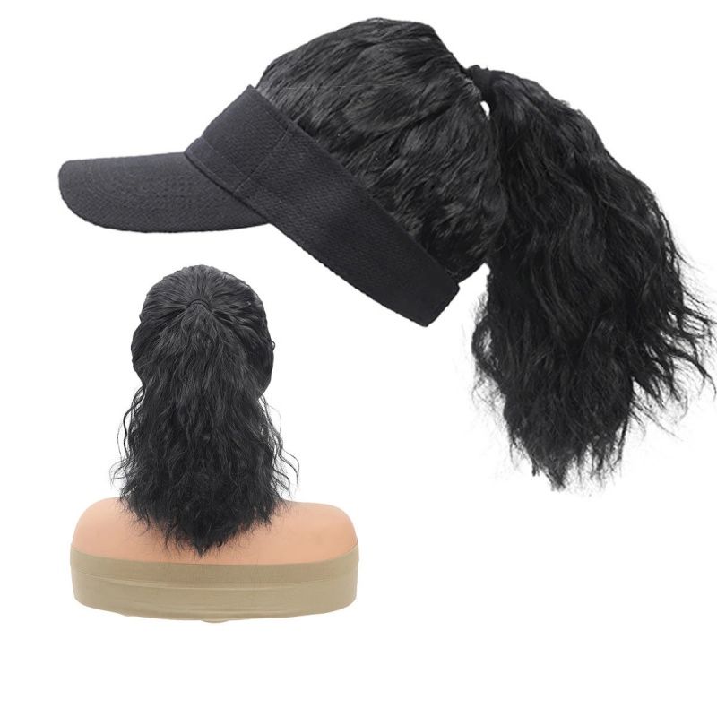 Short Curly Cap Wig Natural-Looking Baseball Cap Hair Extension for Women, Trendy Fine Cool Synthetic Wig Black Yellow & Brown, Easy to Style & Maintain Comfortable Fit Cap