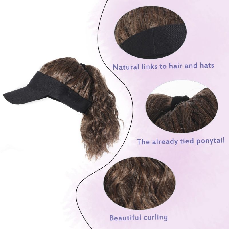 Short Curly Cap Wig Natural-Looking Baseball Cap Hair Extension for Women, Trendy Fine Cool Synthetic Wig Black Yellow & Brown, Easy to Style & Maintain Comfortable Fit Cap