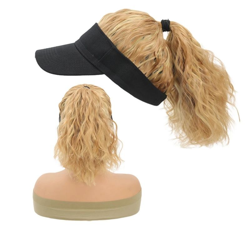 Short Curly Cap Wig Natural-Looking Baseball Cap Hair Extension for Women, Trendy Fine Cool Synthetic Wig Black Yellow & Brown, Easy to Style & Maintain Comfortable Fit Cap
