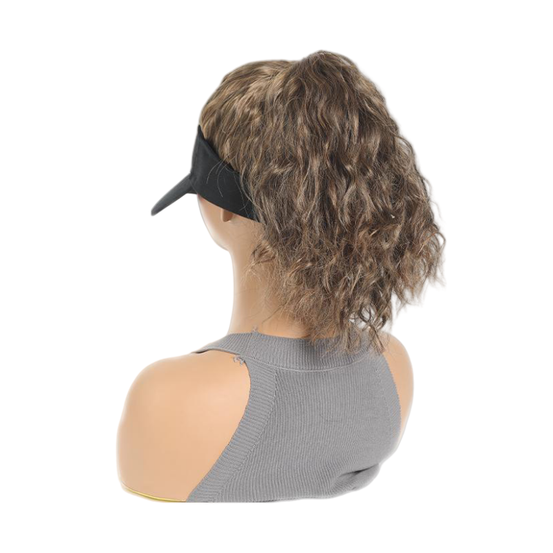 Short Curly Cap Wig Natural-Looking Baseball Cap Hair Extension for Women, Trendy Fine Cool Synthetic Wig Black Yellow & Brown, Easy to Style & Maintain Comfortable Fit Cap