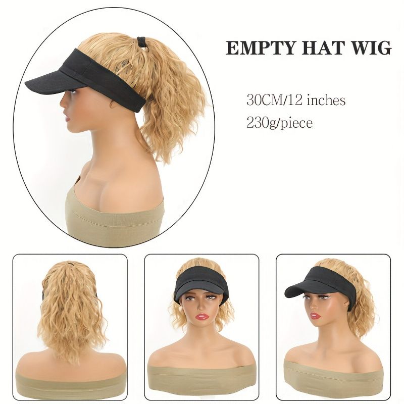 Short Curly Cap Wig Natural-Looking Baseball Cap Hair Extension for Women, Trendy Fine Cool Synthetic Wig Black Yellow & Brown, Easy to Style & Maintain Comfortable Fit Cap