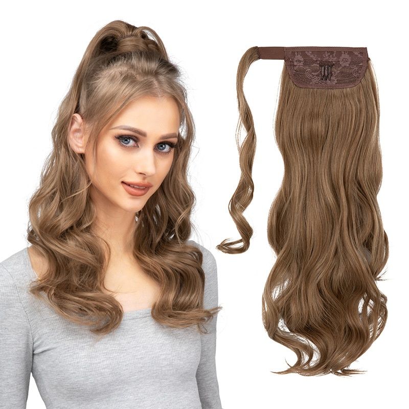 Curly Wave Ponytail Wig for Women Premium 22Inch Wrapped Fixed Wig Braid for Daily Wear & Festive Occasions Long Big Wave Curly Ponytail Hair Extensions Heat-Resistant Synthetic Hair Wig Gift