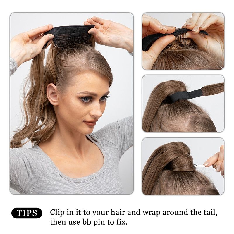Curly Wave Ponytail Wig for Women Premium 22Inch Wrapped Fixed Wig Braid for Daily Wear & Festive Occasions Long Big Wave Curly Ponytail Hair Extensions Heat-Resistant Synthetic Hair Wig Gift