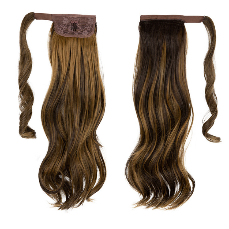 Curly Wave Ponytail Wig for Women Premium 22Inch Wrapped Fixed Wig Braid for Daily Wear & Festive Occasions Long Big Wave Curly Ponytail Hair Extensions Heat-Resistant Synthetic Hair Wig Gift