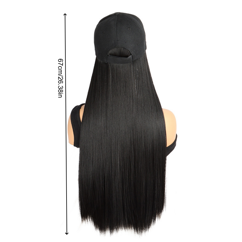 Trendy Long Straight Hair Baseball Cap Wig with Bangs 24 Inches for Women Fashion Daily Wear Party Music Festival Halloween Gifts High Quality Synthetic Fiber Easy to Style