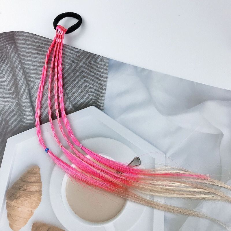 Girls Hair Accessories Colorful Braided Synthetic Wig Ponytail Holders and Rubber Bands Ideal Choice for Gifts