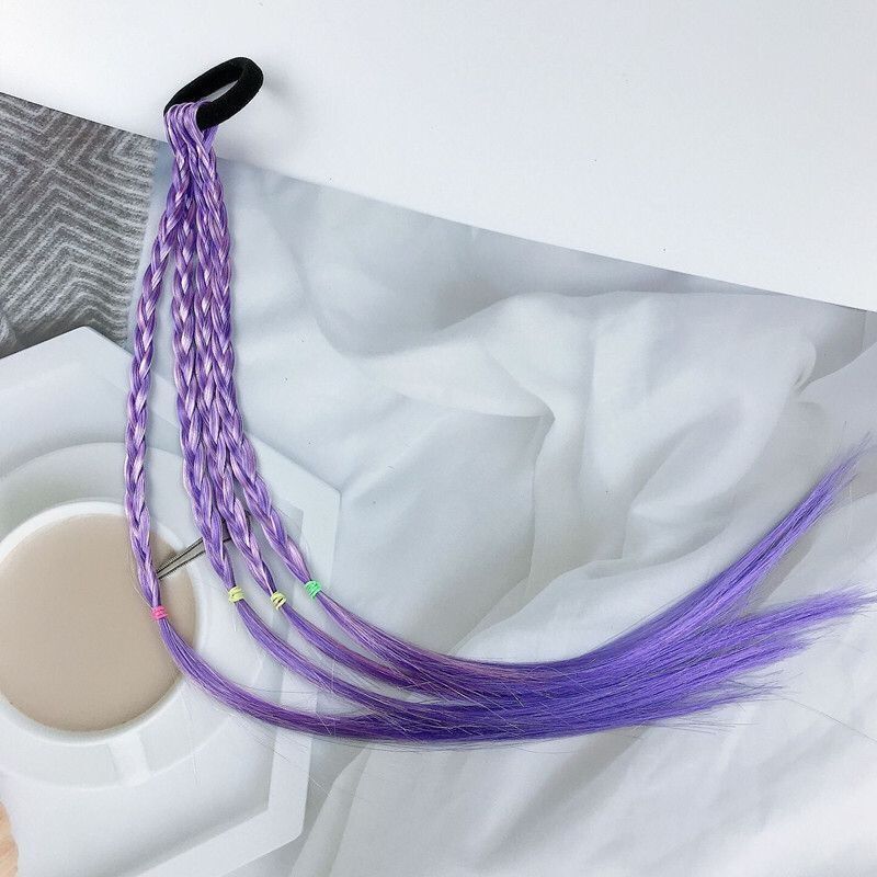 Girls Hair Accessories Colorful Braided Synthetic Wig Ponytail Holders and Rubber Bands Ideal Choice for Gifts
