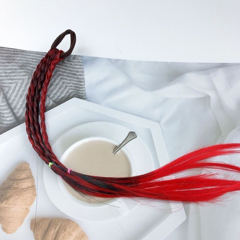 Girls Hair Accessories Colorful Braided Synthetic Wig Ponytail Holders and Rubber Bands Ideal Choice for Gifts