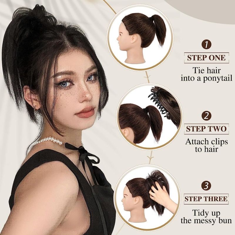 Ladies' Wig Drawstring Ponytail Wig Clip Short Straight Wig Mixed Colors Heat-resistant Synthetic Fiber Wig Grip Clip Easy To Wear Suitable for Various Occasions Perfect Holiday Gift