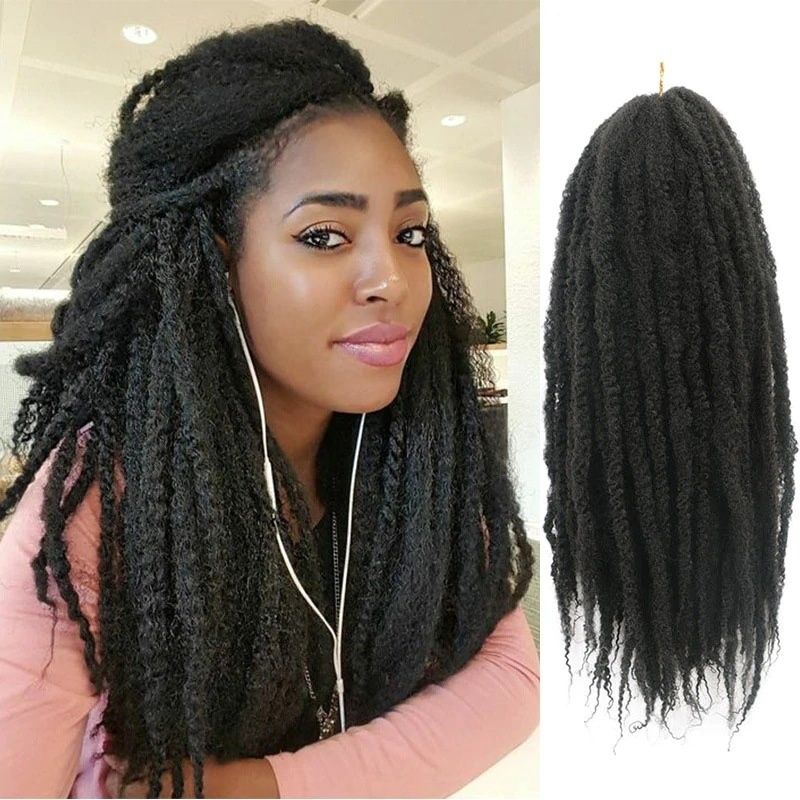 8 Strands 24-inch Marley African Braids Made of Heat Resistant Synthetic Fiber Crocheted With Twisted Hair Suitable for Festive Parties and Everyday Wear Perfect Gift for Women