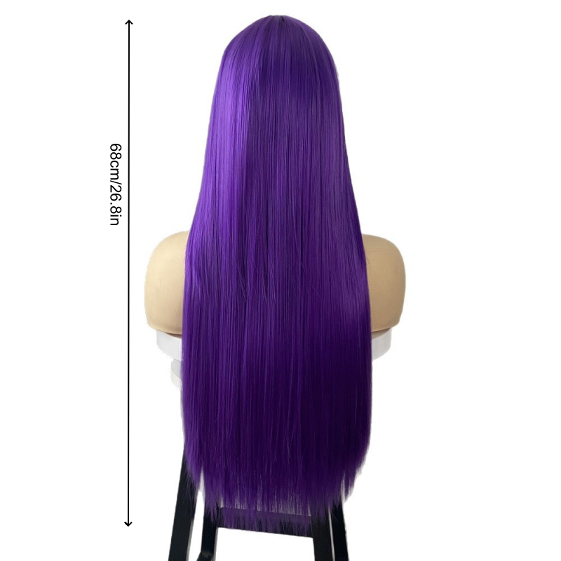 Ladies' Wigs Cosplay Wigs with Bangs Long Straight Wigs Purple Synthetic Fiber Wig Perfect Halloween Costumes Suitable for Cosplay Music Parties Halloween