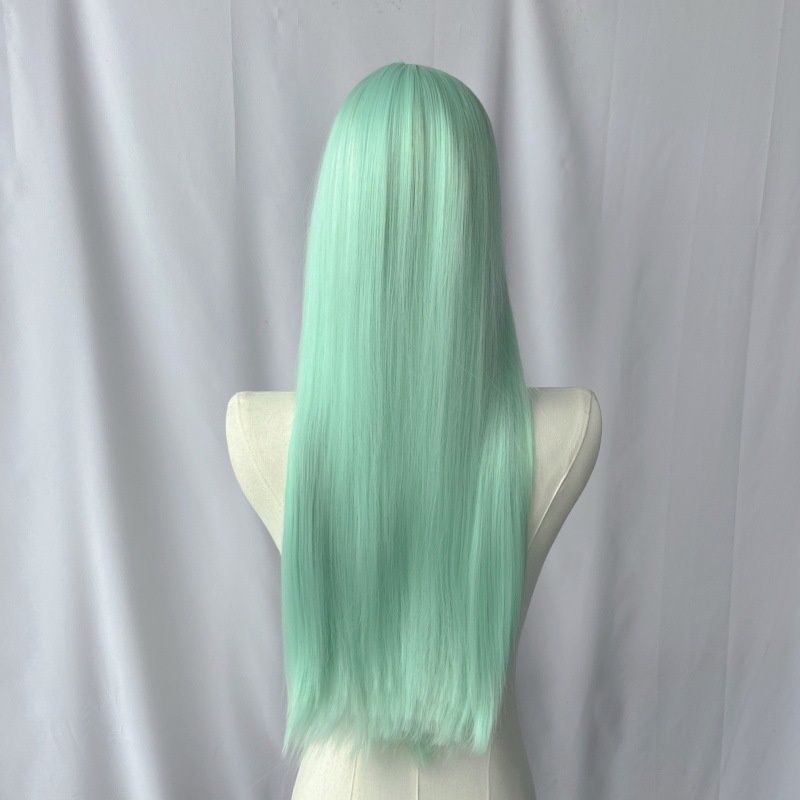 Women's Wig Wispy Bangs Long Straight Wig Full Top Wig Head Cover Cosplay Daily Comfortable Mint Green Synthetic Wig Perfect Choice for Halloween Christmas Music Parties Women's Gifts