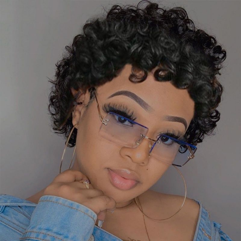 Women's Wigs Natural Afro Kinky Curly Wig Women's Short Curly Hair Wigs African Small Roll Wigs Heat-resistant Synthetic Fiber Wigs Perfect Holiday Gifts Halloween Costumes