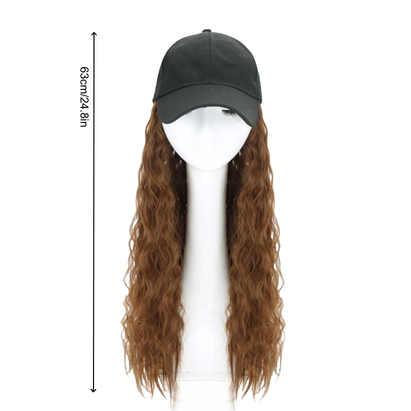Women's Baseball Cap Wig With Long Curly Hair and Wool Curls Fashionable Duckbill Cap Wig Hat Wig Integrated Suitable for Daily Dressing and Halloween christmas and Music Parties
