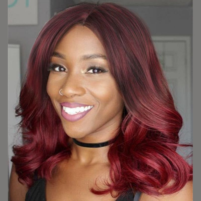 Ladies' Wig With Wine Red Gradient Color 18 Inches Long Curly Afro Hair and Large Waves Heat-resistant Synthetic Fiber Wig Big Volume Breathable Wigs for African Women Daily Wear Party Gift for Women