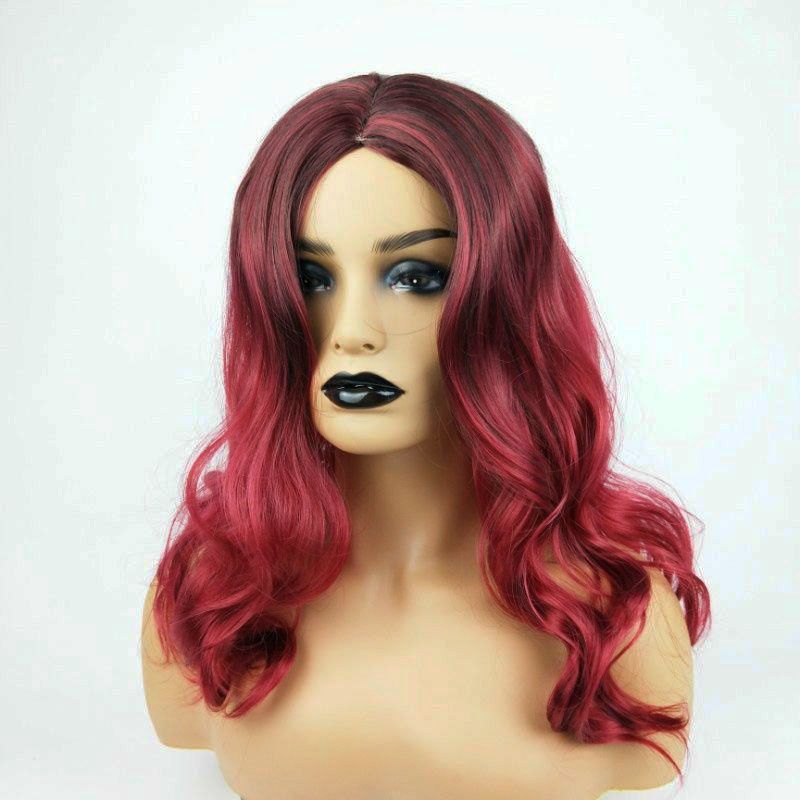 Ladies' Wig With Wine Red Gradient Color 18 Inches Long Curly Afro Hair and Large Waves Heat-resistant Synthetic Fiber Wig Big Volume Breathable Wigs for African Women Daily Wear Party Gift for Women