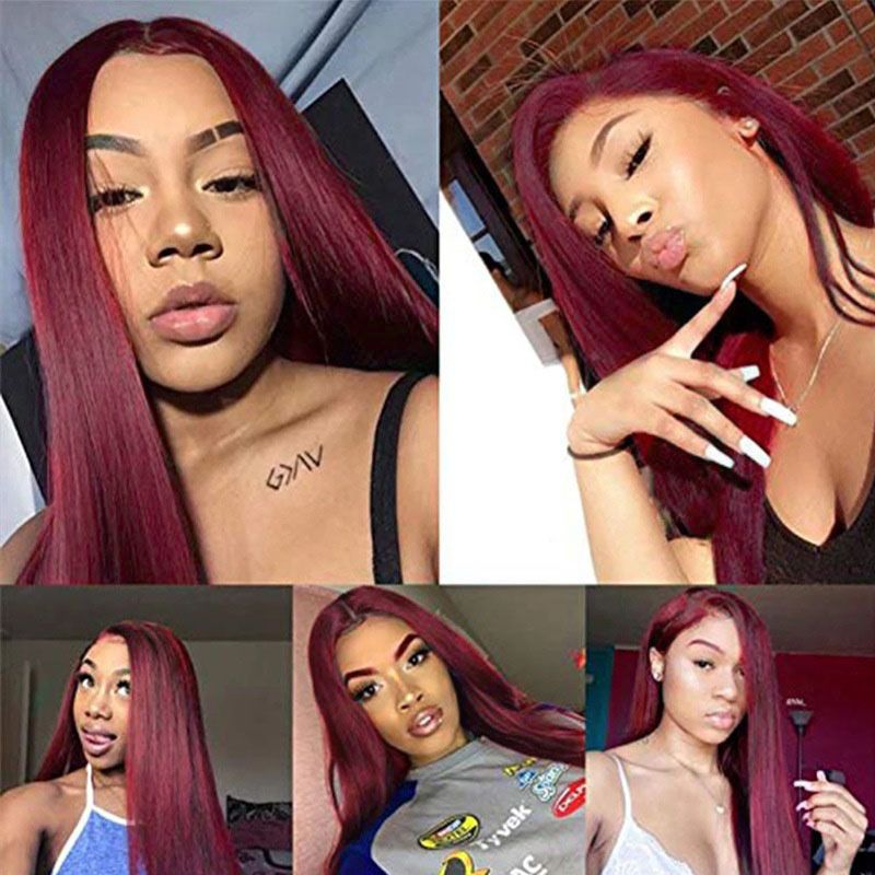 Women's Red Wig Mid Split Long Straight Wig African Style Wig Long Straight Heat-resistant Synthetic Fiber Wig Suitable for Cosplay Halloween and Christmas Parties Perfect Gift for Women