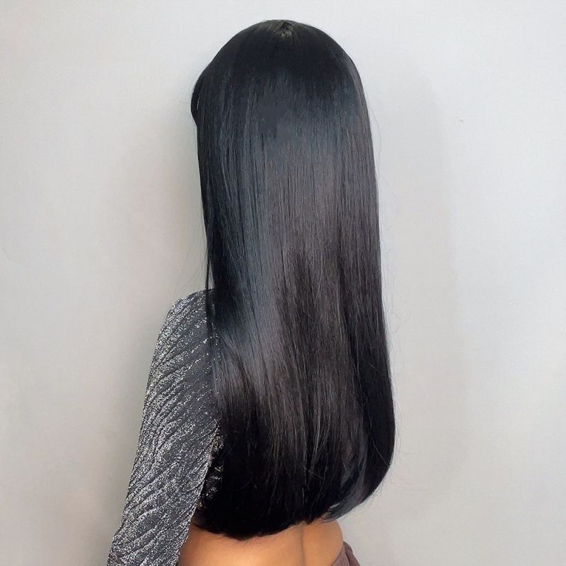 Women's Wig Straight Hair Wig with Bangs Available in Brown and Black Colors, Heat-resistant Synthetic Fiber Wig Women's Gift Suitable for Halloween Christmas Thanksgiving and Music Parties to Wear