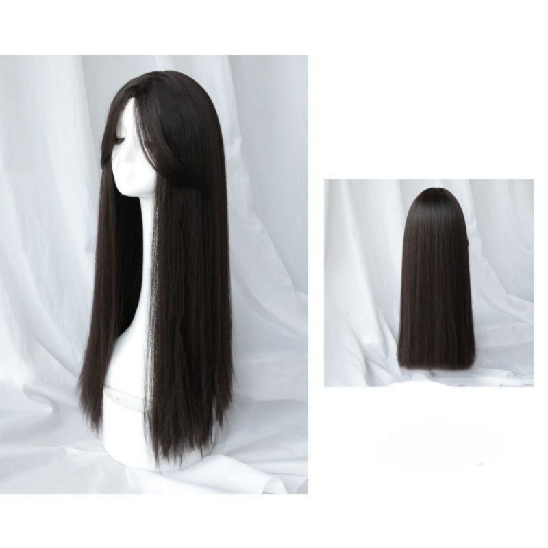 Women's Wig with Bangs Gracefully Long Straight Hair Fashionable and Stylish Black Brown Heat-resistant Synthetic Fiber Wig Suitable for Women's Daily Use Work Christmas Halloween and Celebrations