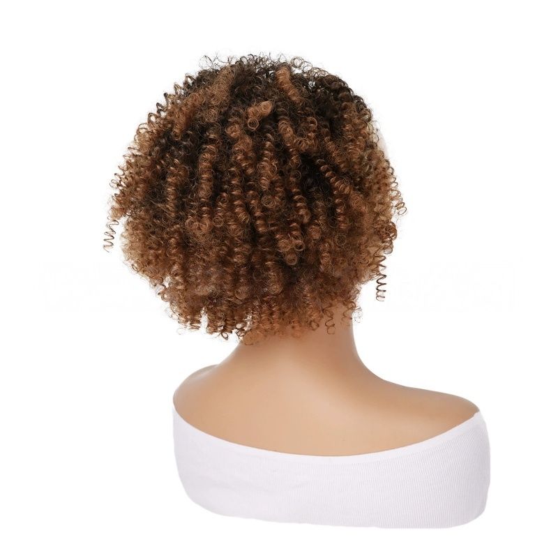 Afro Curly Ponytail Wig Hair Piece African Small Roll Drawstring Wrapped Ponytail Wig Hair Extension Heat-resistant Synthetic Fiber Wig Suitable for Women's Daily Work Christmas New Year Wear