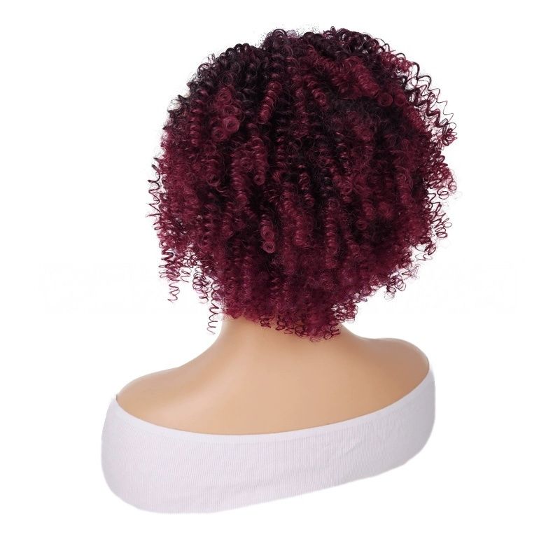 Afro Curly Ponytail Wig Hair Piece African Small Roll Drawstring Wrapped Ponytail Wig Hair Extension Heat-resistant Synthetic Fiber Wig Suitable for Women's Daily Work Christmas New Year Wear