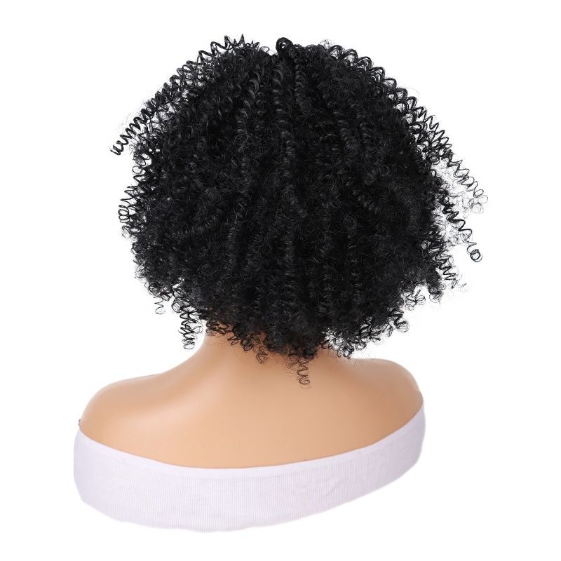 Afro Curly Ponytail Wig Hair Piece African Small Roll Drawstring Wrapped Ponytail Wig Hair Extension Heat-resistant Synthetic Fiber Wig Suitable for Women's Daily Work Christmas New Year Wear
