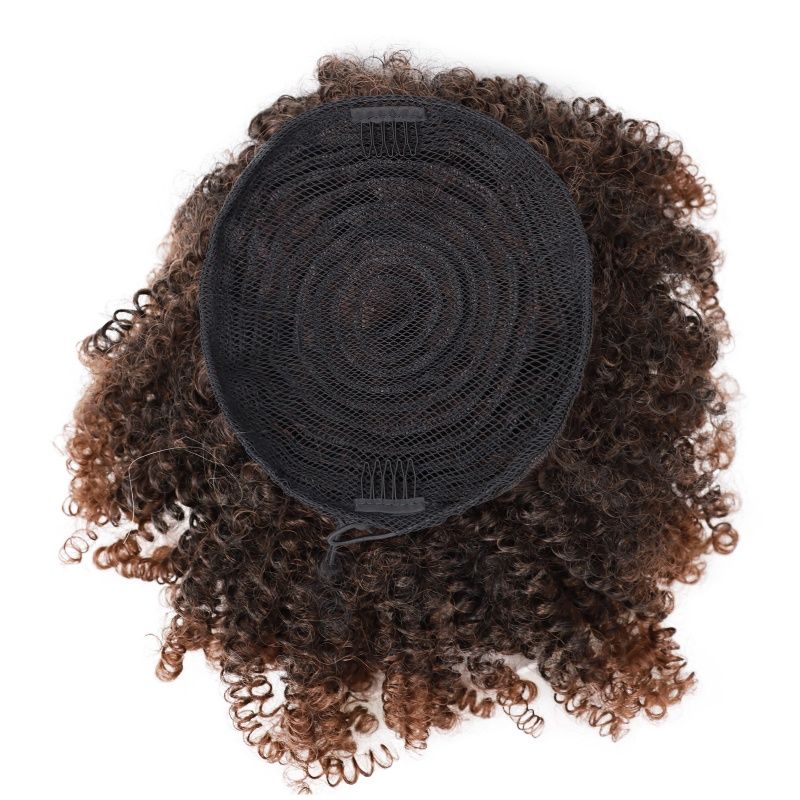Afro Curly Ponytail Wig Hair Piece African Small Roll Drawstring Wrapped Ponytail Wig Hair Extension Heat-resistant Synthetic Fiber Wig Suitable for Women's Daily Work Christmas New Year Wear