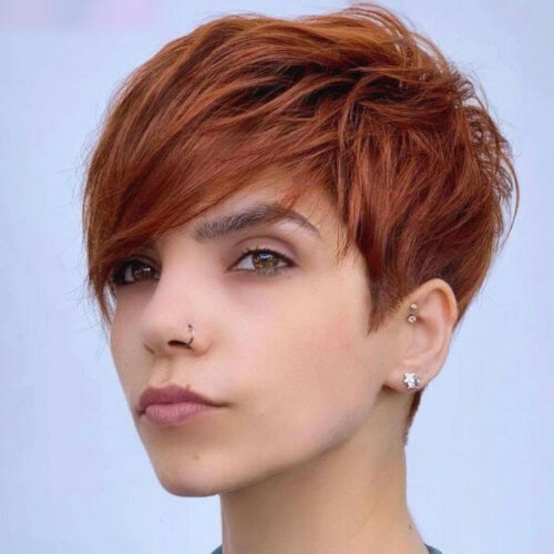 Women's Wig African Style Short Wig Orange Brown Heat-resistant Synthetic Fiber Wig Short Cut Bangs Wig Suitable for Women's Daily Work Christmas New Year and Music Parties Perfect Gift for Women