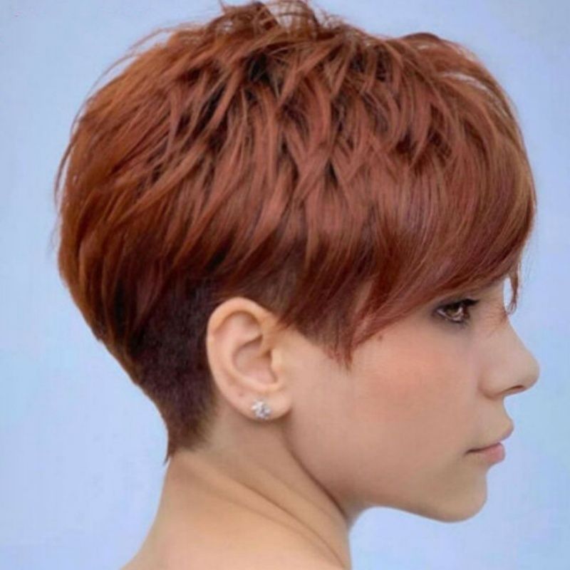 Women's Wig African Style Short Wig Orange Brown Heat-resistant Synthetic Fiber Wig Short Cut Bangs Wig Suitable for Women's Daily Work Christmas New Year and Music Parties Perfect Gift for Women
