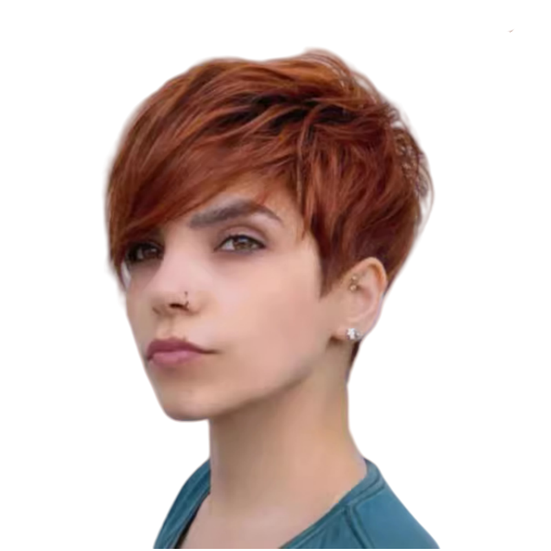 Women's Wig African Style Short Wig Orange Brown Heat-resistant Synthetic Fiber Wig Short Cut Bangs Wig Suitable for Women's Daily Work Christmas New Year and Music Parties Perfect Gift for Women
