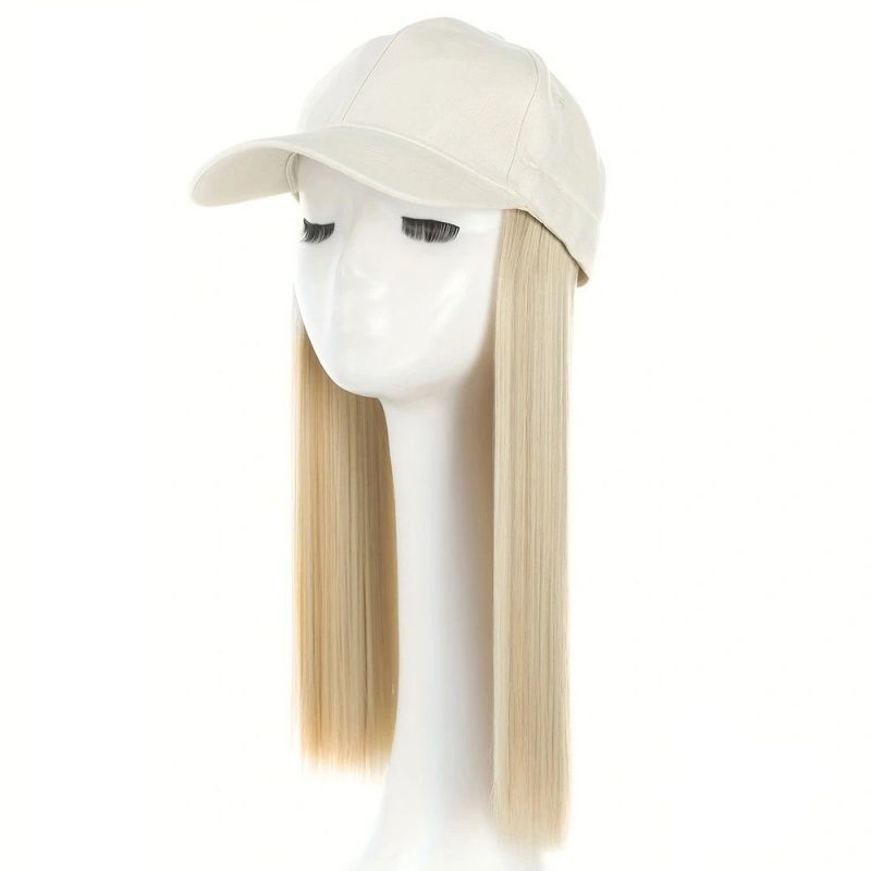 Women's Wig Hat Wig Fashionable White Baseball Cap Wig Integrated Wig Long Straight Gradient Fashionable Synthetic Wig Perfect Christmas Thanksgiving New Year Gift Suitable for Women to Wear