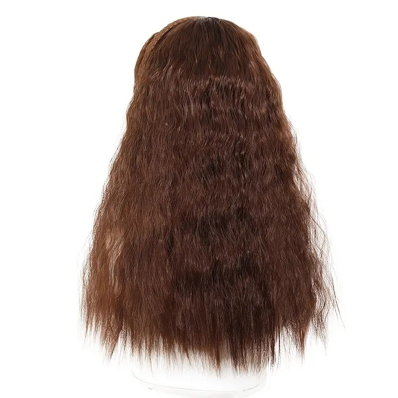 Hair Piece Braid and Headband Wig Integrated, with Bangs and Small Curls, Heat-Resistant Synthetic Fiber Fashionable Headband Wig Suitable for Daily Work Christmas and Party Wear