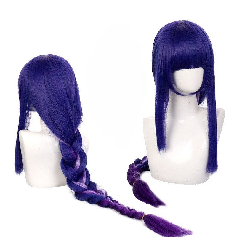 Cosplay Wig Purple Long Twists Braid Wig Synthetic Wig Button Net Cap, Braided Hair Comfortable and Breathable Suitable for Role Playing Cosplay Wig Perfect Gift for Friends Who Like Anime