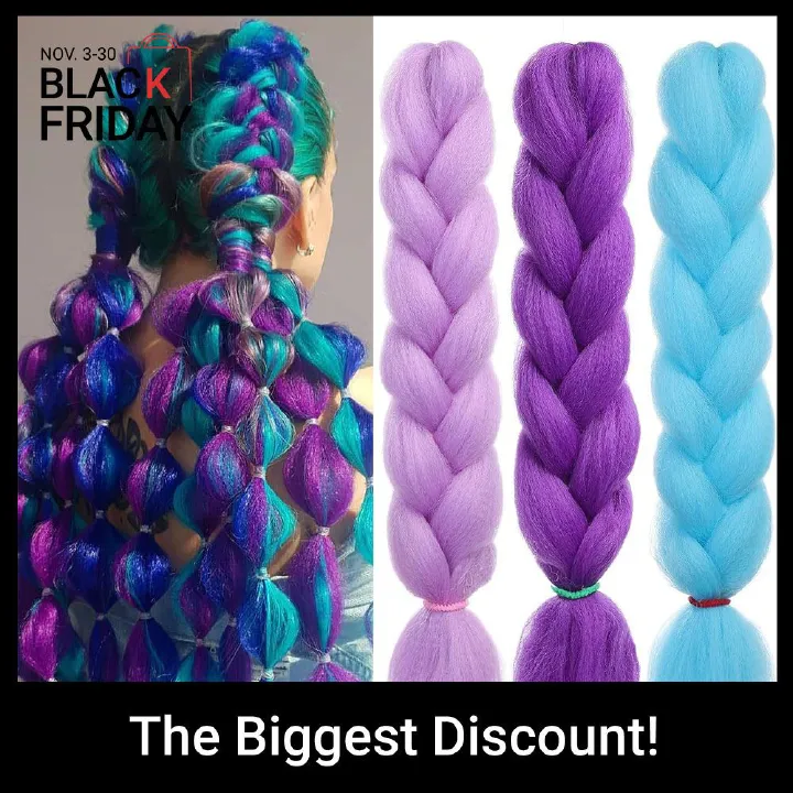 Women's Jumbo Crochet Hair Extensions Colorful Party Highlight Clip-in Braids Multicolor Straight Synthetic Hair Braids for Parties, Halloween, Christmas, Music Festivals, Mother's Day Afro Wig