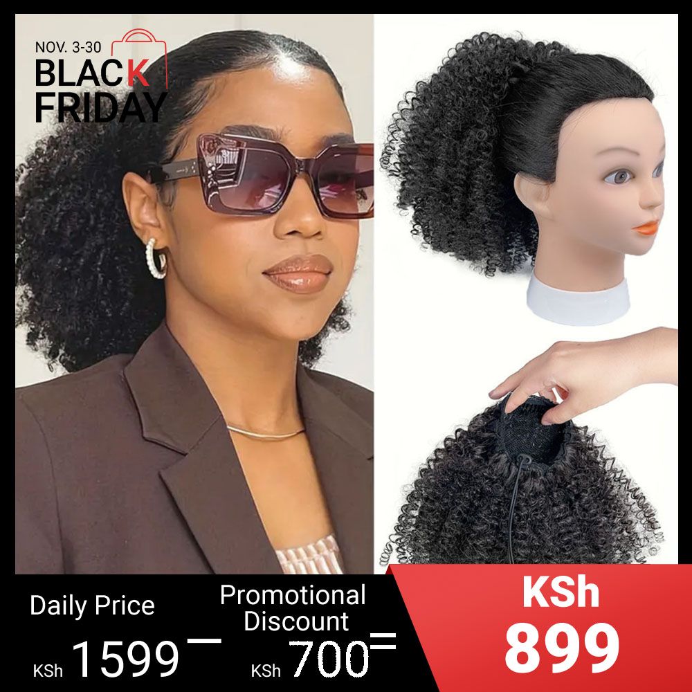 Synthetic Ponytail Extension for Women Easy-to-Attach with Drawstring Water Wave Style High-Temperature Fiber Black Yellow Gradient and Black Colors Ideal for Daily Wear and Work Hairpiece Afro Wigs