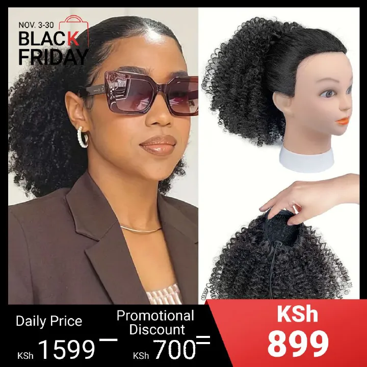 Synthetic Ponytail Extension for Women Easy-to-Attach with Drawstring Water Wave Style High-Temperature Fiber Black Yellow Gradient and Black Colors Ideal for Daily Wear and Work Hairpiece Afro Wigs