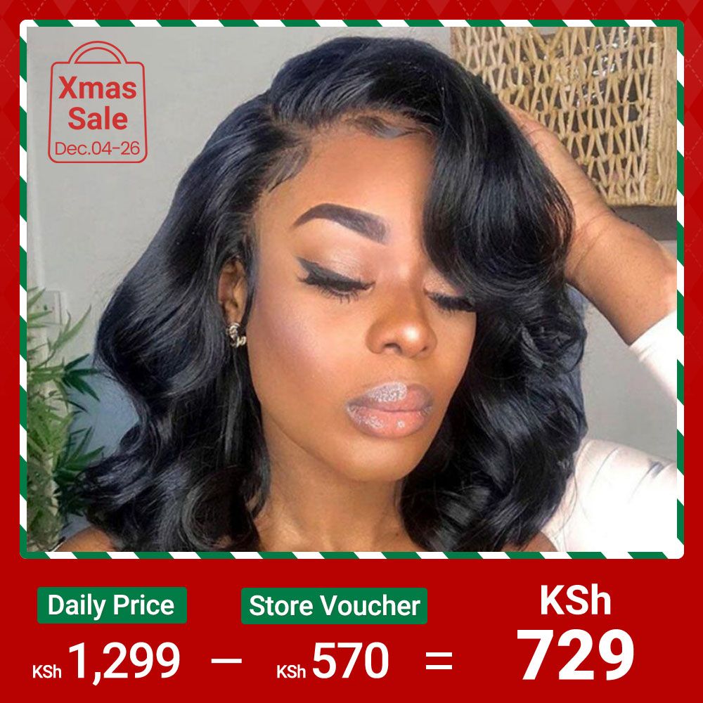 FBK Wigs for Lady Short Curly Wigs for African Women Black Wave Synthetic Hair for Women Gift