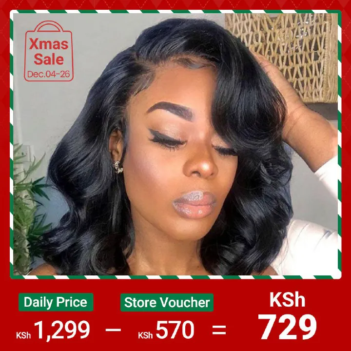 FBK Wigs for Lady Short Curly Wigs for African Women Black Wave Synthetic Hair for Women Gift