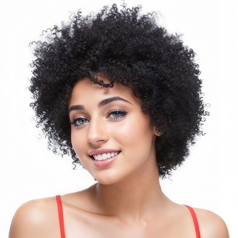 Bob Wig for Lady with Water Wave Texture, Deep Wave Wigs for Daily Use or Party Suitable for Black Women, Fashion Short Small Curly Black Wigs Synthetic Wig for Ladies Gift