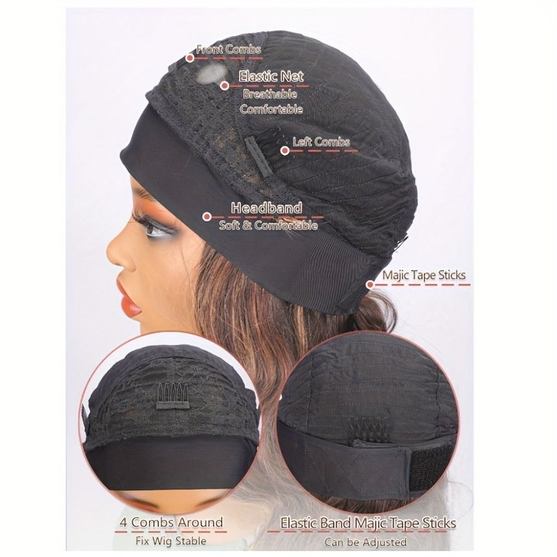 FBK Women's Wig Headbands Wigs Curly Hair 24 Inch Brown Wigs Women'S Synthetic Wig Breathable Mesh Cap QSROCIO