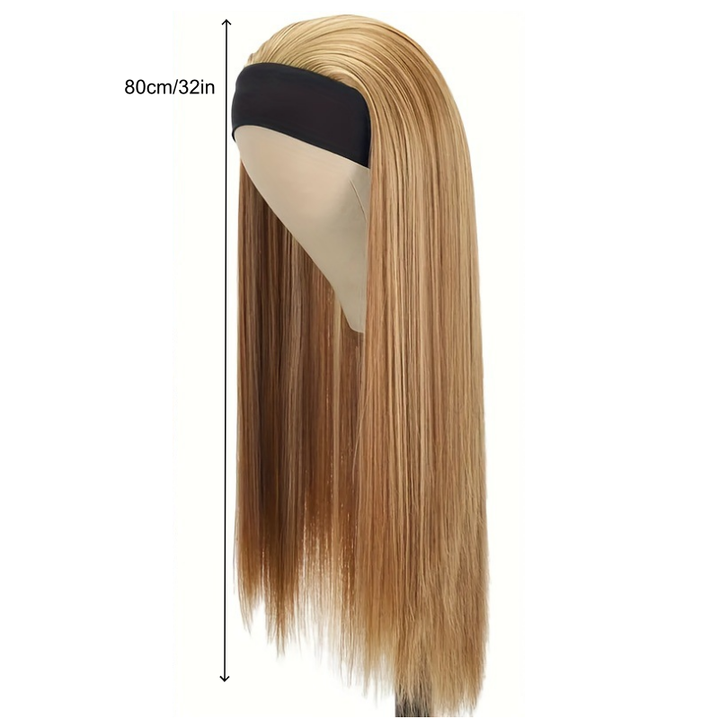 Girl's Wig Headband Wig Brown Gradient Straight Wig for Women Heat-Resistant Synthetic Fiber Wig Fashionable and Trendy Wig Suitable for Daily Wear and Holiday Gifts