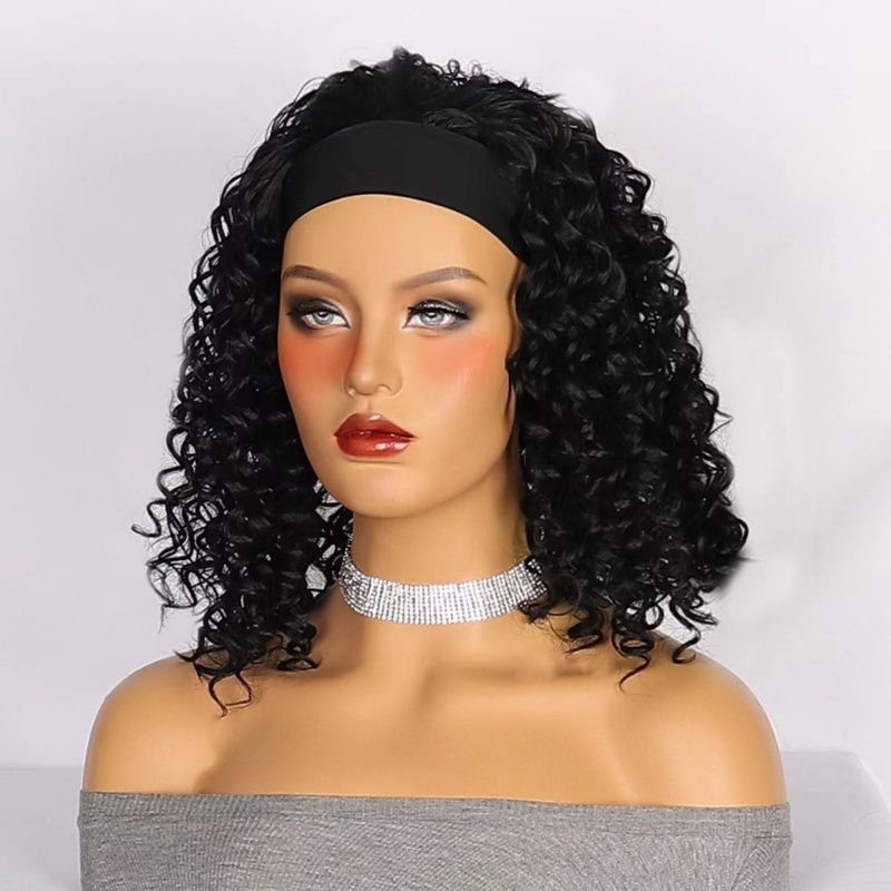 Women's Headband Wig Small Curly Short Hair Wig Made of Heat-Resistant Synthetic Fiber Suitable for Women's Daily Wear and Holiday Attire Women's Wig