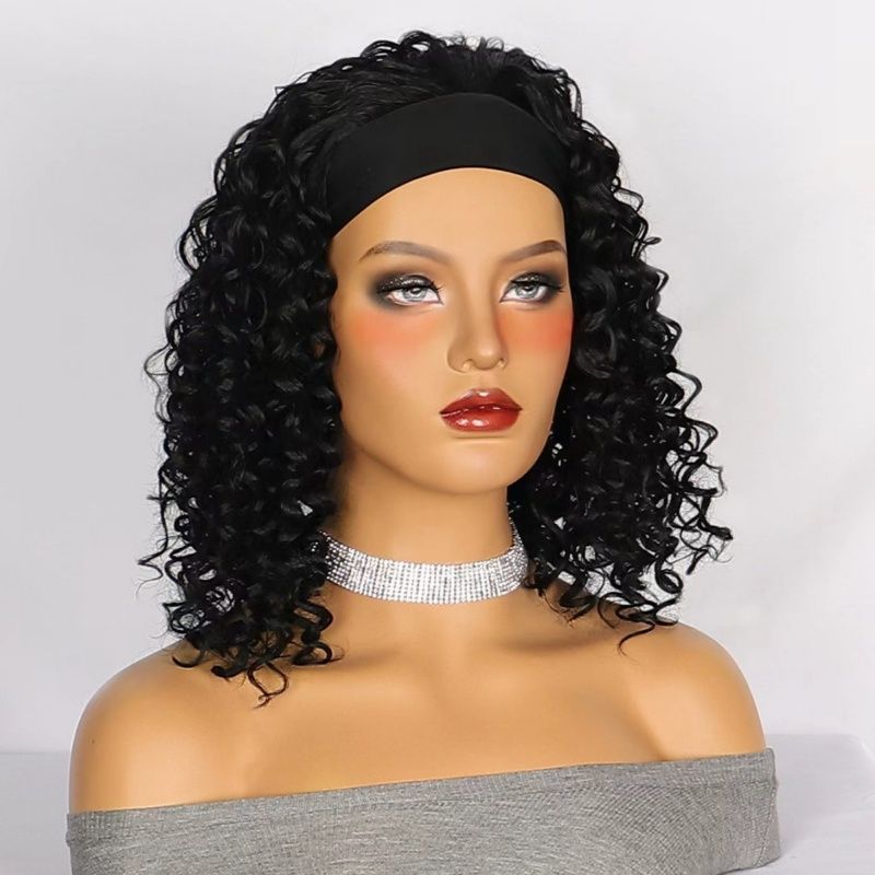Women's Headband Wig Small Curly Short Hair Wig Made of Heat-Resistant Synthetic Fiber Suitable for Women's Daily Wear and Holiday Attire Women's Wig
