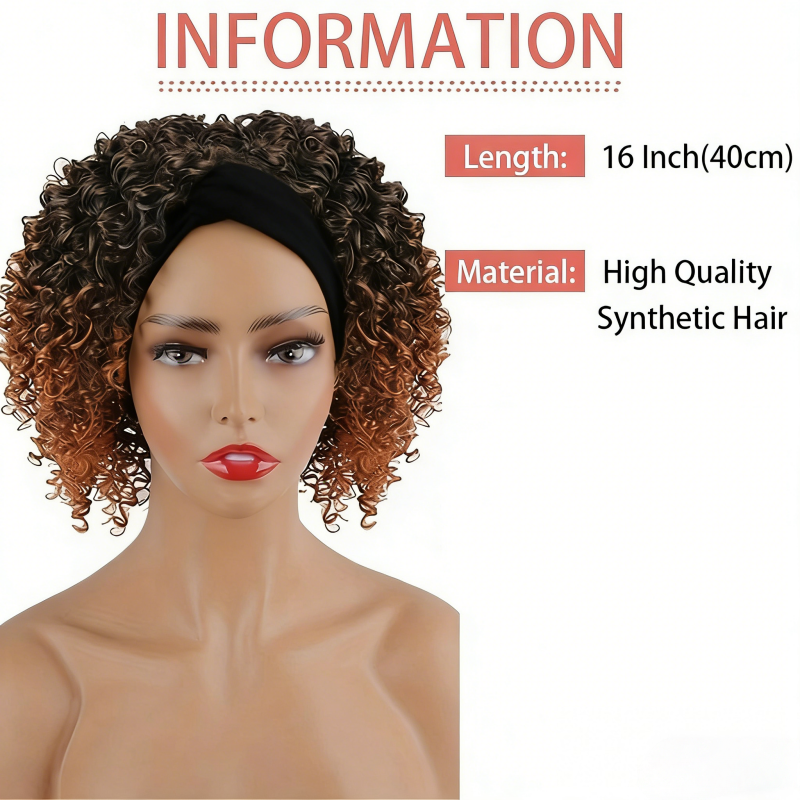 Women's Headband Wig Small Curly Short Hair Wig Made of Heat-Resistant Synthetic Fiber Suitable for Women's Daily Wear and Holiday Attire Women's Wig